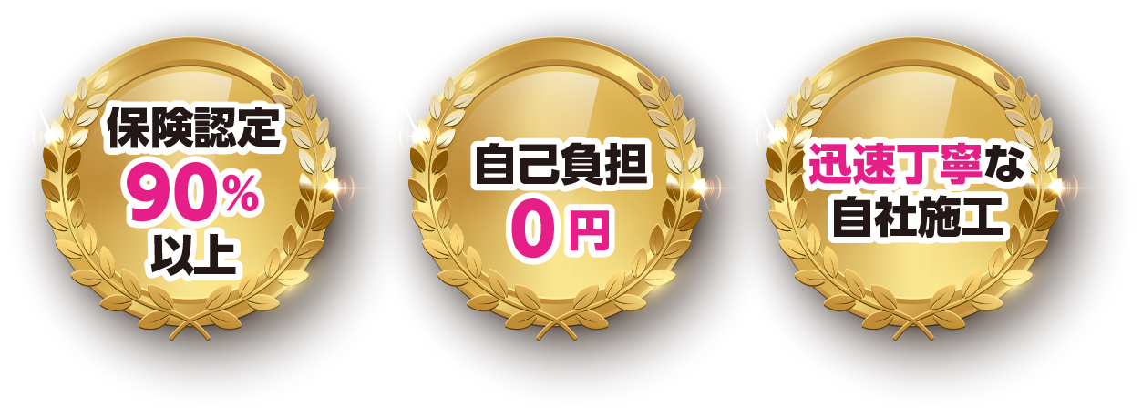 保険認定90％以上/自己負担0円/迅速丁寧な自社施工